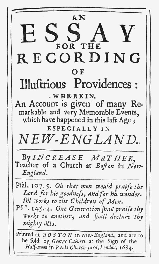 an essay for the recording of illustrious providences